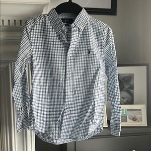 Ralph Lauren Blue and White Plaid Button Down Shirt
